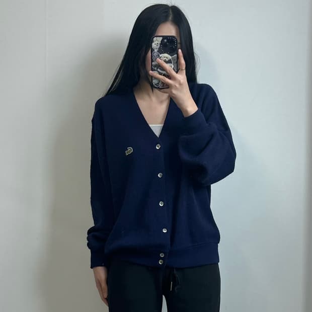 라코스테 네이비 브이넥 니트 가디건 