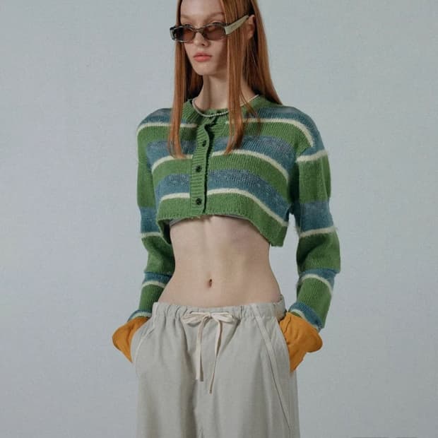 새상품) 스컬프터 스트라이프 크롭 가디건