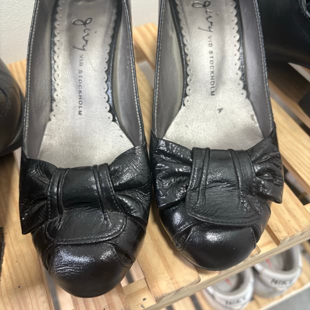 빈티지 핀터깔 히메 모리 미들굽 리본 펌프스 