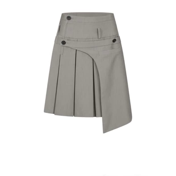 카시코 에이프런 플리츠 스커트 라이트그레이