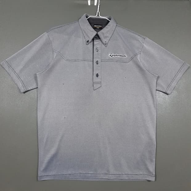 M (95) 테일러메이드 골프 버튼다운 반팔 카라티 폴로 셔츠 그레이