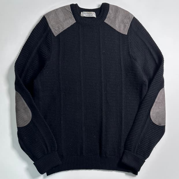 90s 버버리 블랙 울 코만도 니트