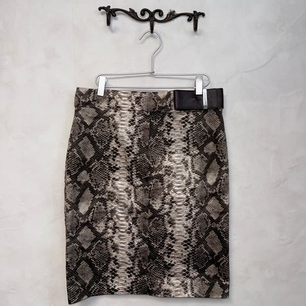Michael Kors brown python belted midi sk