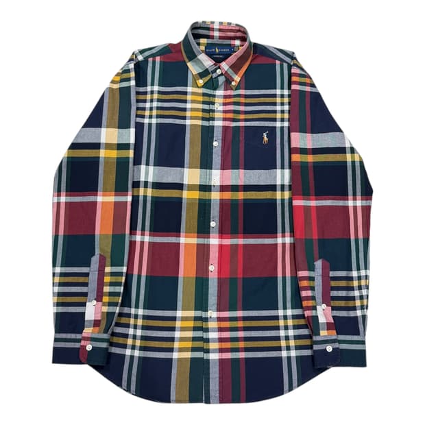 폴로 랄프로렌 신형 QR 클래식핏 플라이드 옥스포드 체크셔츠 남방 M
