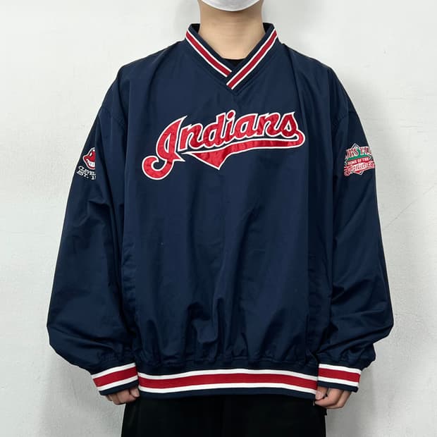MLB 클리블랜드 인디언스 나일론 풀오버 웜업