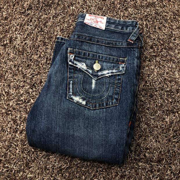 트루릴리전 월드투어 디스 플레어 부츠컷 데님팬츠