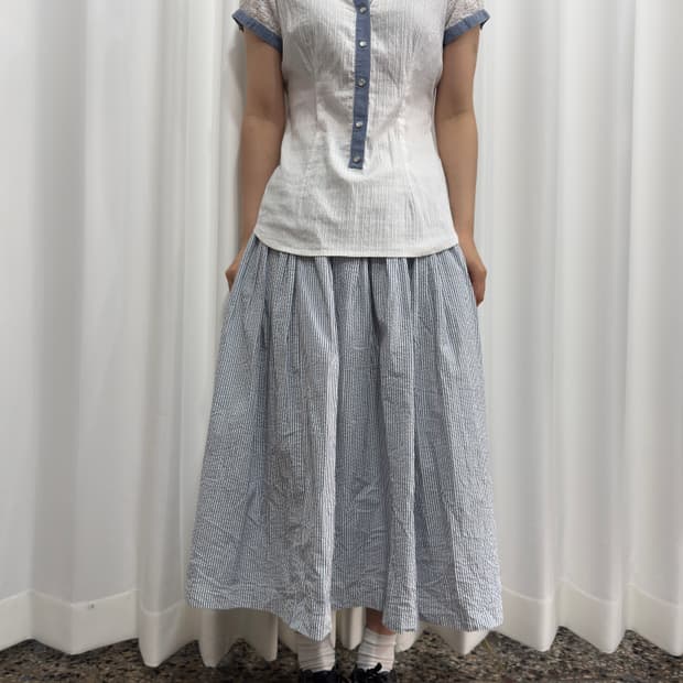 non non stripe pleats skirt
