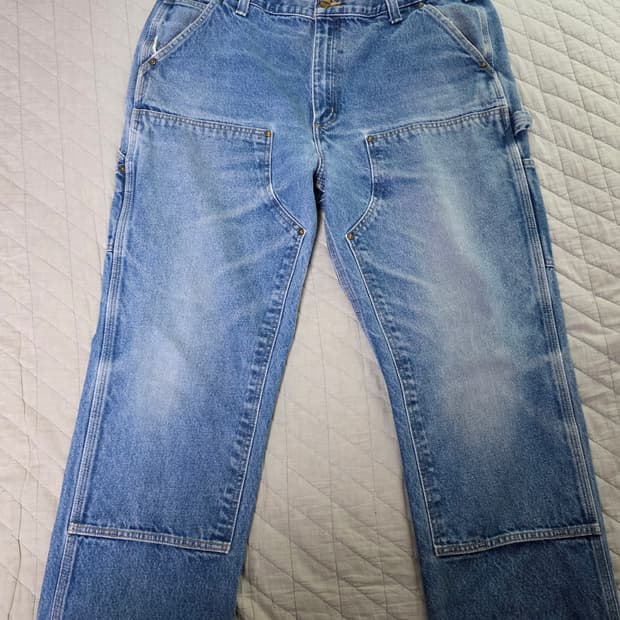 [40X34] 빈티지 칼하트 더블니 릴렉스핏 데님팬츠 워시드 B15