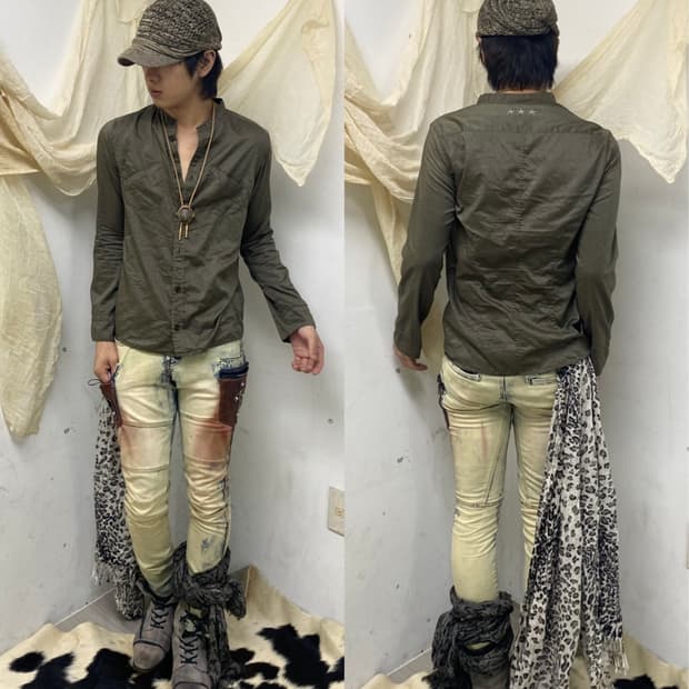 [BOYCOTT]Star Point Khaki Slim Fit shirt