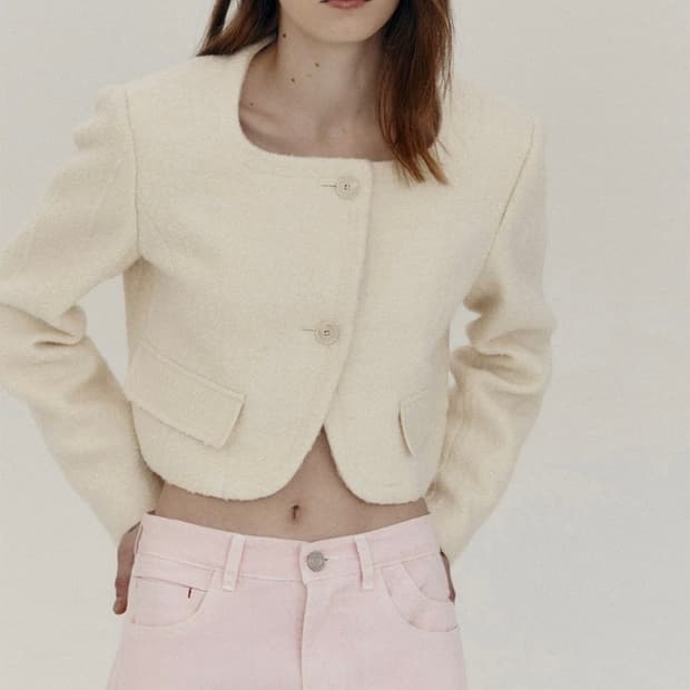아위 트위드 크롭 자켓