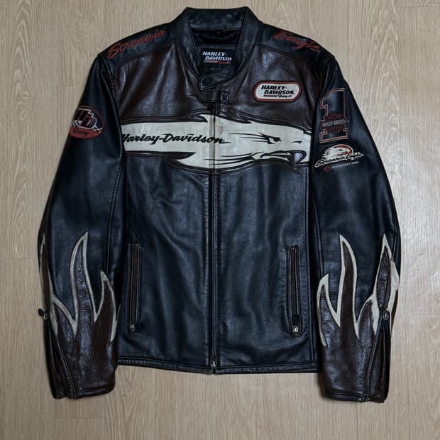 할리 데이비슨 이글 플레임 레더 바이커 자켓