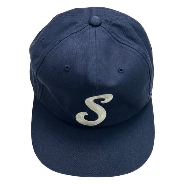 스투시 S 로고 스냅백 네이비
