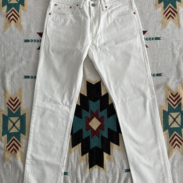 RRL 화이트 슬림핏 데님팬츠