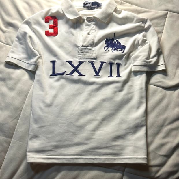 폴로 희귀 빅포니 더블포니 3 LXVII 화이트 반팔 카라티