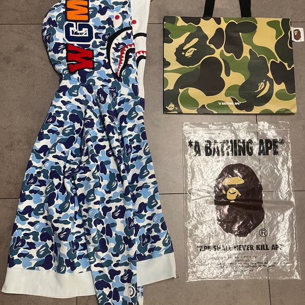 베이프 abc카모 청계 더블후드 샤크 후드집업