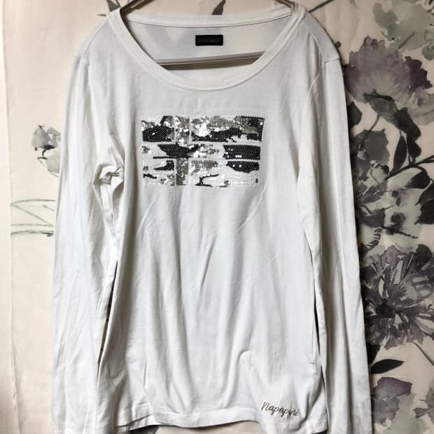 빈티지 국기 스팽글 티셔츠 롱슬리브