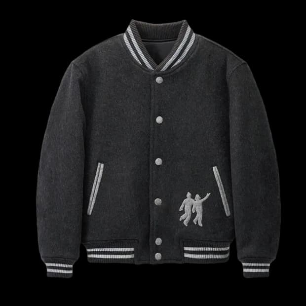 Stu 엠브로더리 패디드 봄버 차콜 L