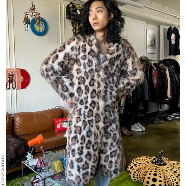 Jpn Vintage Shaggy Leopard Fur Long Coat