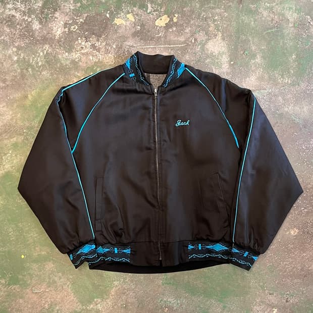 90's [L] 미국 빈티지 새틴 봄버 아즈텍 자켓 웨스턴 점퍼