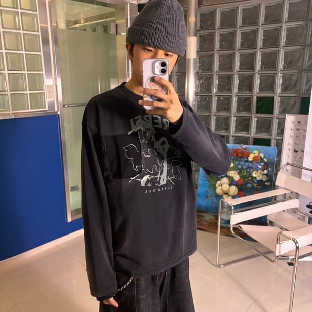 PRINT L/S TEE 더티 프린트 긴팔 티셔츠 #01
