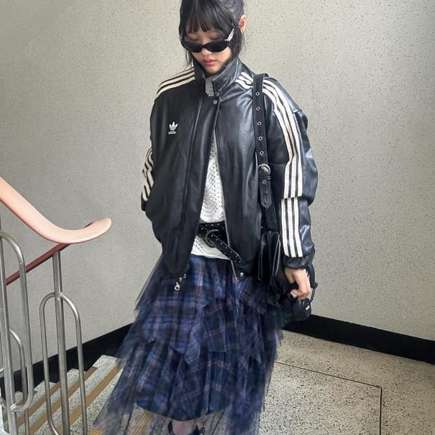 미라이클립 아디다스 가죽자켓 코디세트