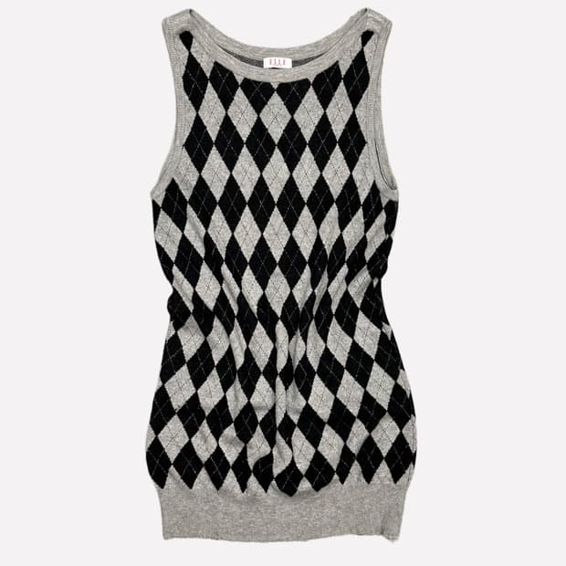 argyle knit sleeveless dress