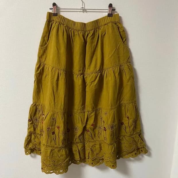 일본 빈티지 모리걸 하구미 보헤미안 레이스 롱스커트