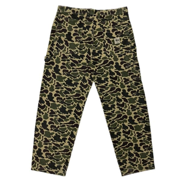 스투시 워크기어 더블니 캔버스  카모 팬츠 34