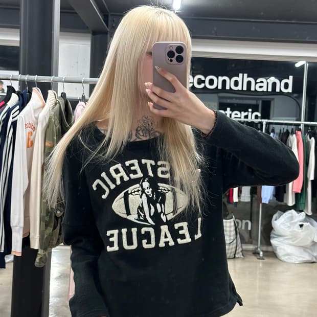 히스테릭 글래머 럭비 패치 히스걸 긴팔 니트