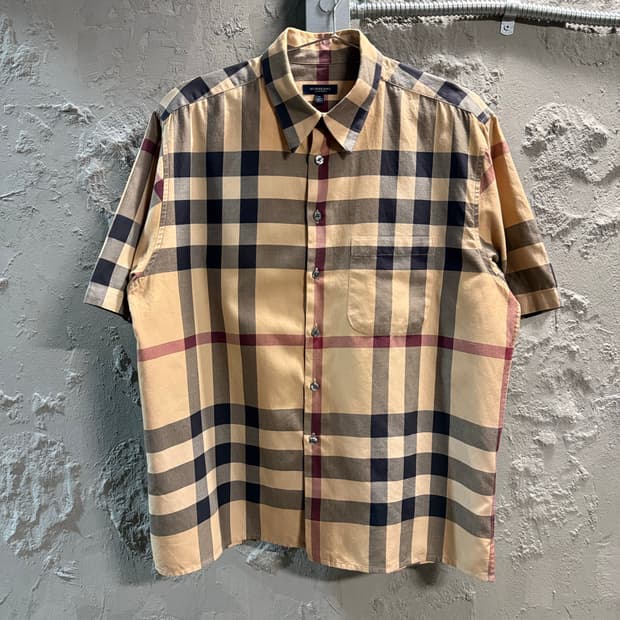 M 버버리 BURBERRY 런던 노바체크 반팔 셔츠 베이지