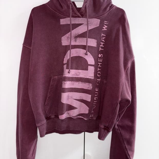 미드나잇 무브) pg logo hood 피그먼트 후드티 다크레드 s