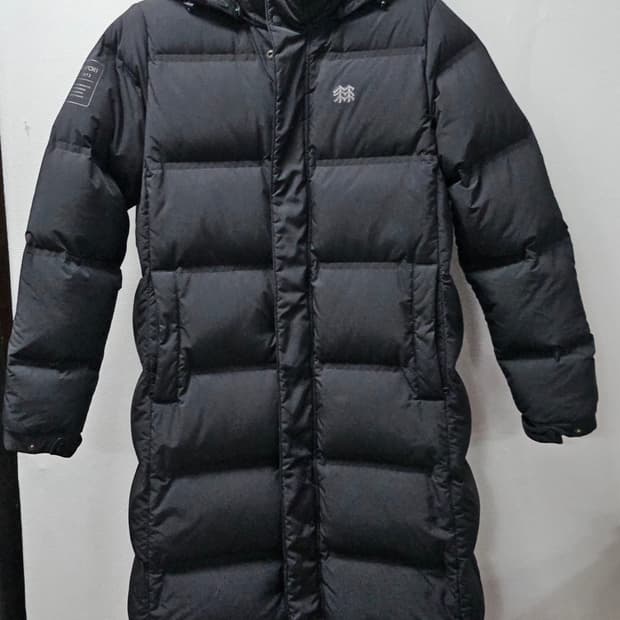 코오롱스포츠 구스 블랙 롱패딩 후드 85