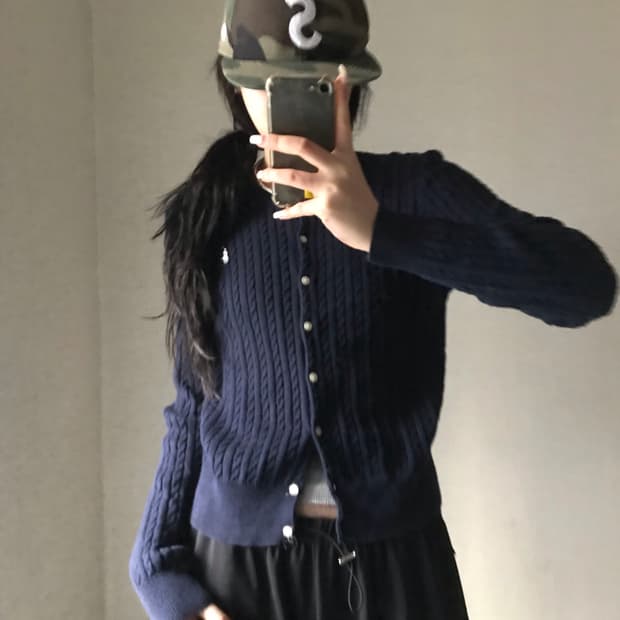 폴로 네이비 케이블 가디건