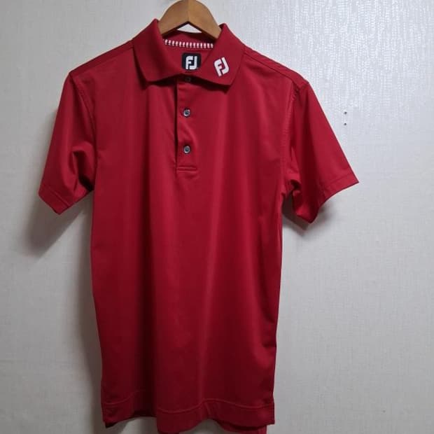 풋조이 남성 골프반팔티 짙은빨강 져지반팔카라티 90S

