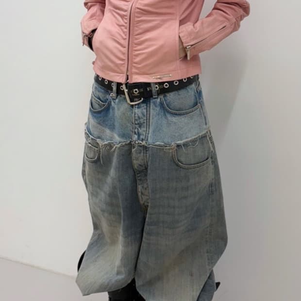 셔링 디테일 가죽자켓