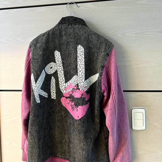 Pink Cotton Printing Varsity Jacket