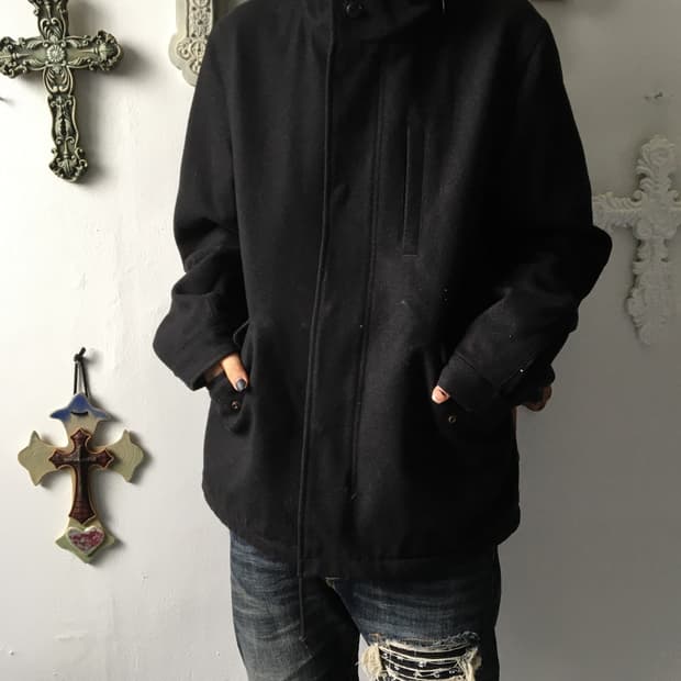 Woolen high neck coat