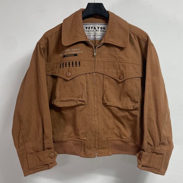 90s 빈티지 우먼스 비바유 레트로 코튼 블루종 자켓 (on.518)