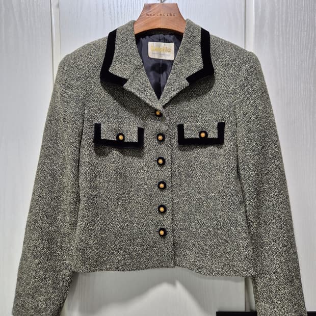 본느리베 트위드 벨벳 포인트 자켓