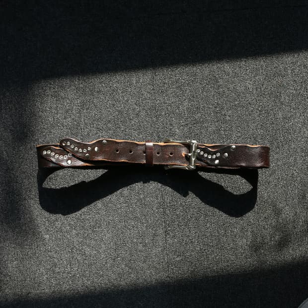 빈티지 스터드 레더 벨트 