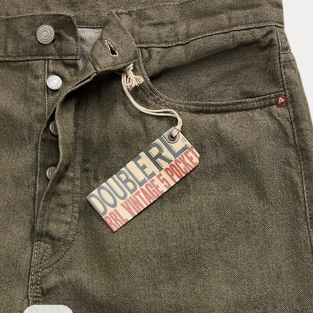 rrl 더블알엘 빈티지파이브포켓 올리브 셀비지 진