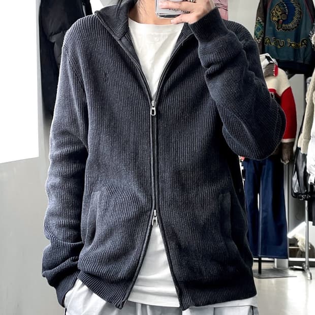 폴로 랄프로렌 신형 포니 챠콜 투웨이 니트 집업