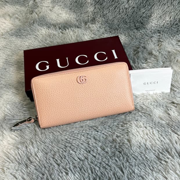 구찌 마몽 지퍼 장지갑 핑크 새상품