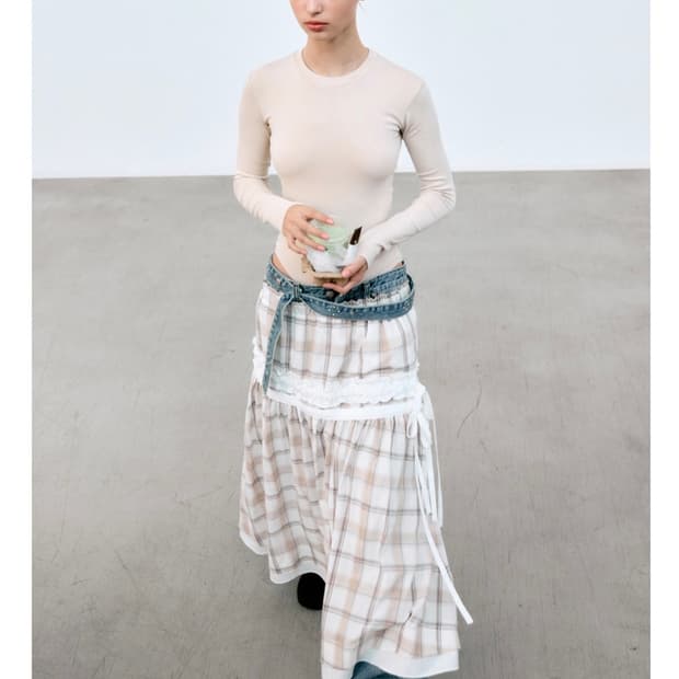 [구해요] 더오유 빈티지 러플 레이어드 롱 스커트 치마