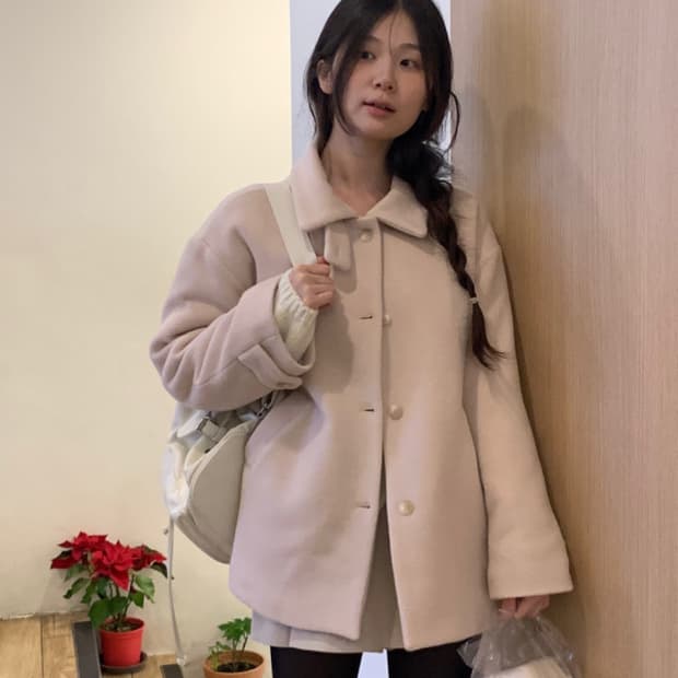 [미개봉 새제품] 오이니 하나 하프 코트 연핑크. 울 코트