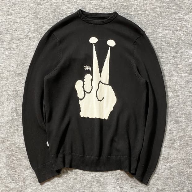 [M] Stussy 스투시 피스 크라운 빅 로고 니트