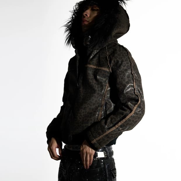 Leopard Glossy Hooded Jacket 