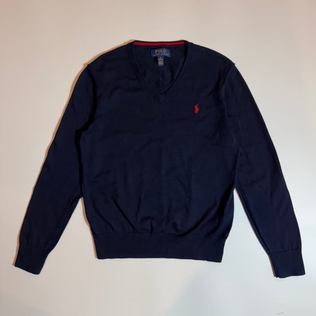 폴로 랄프로렌 네이비 브이넥 니트