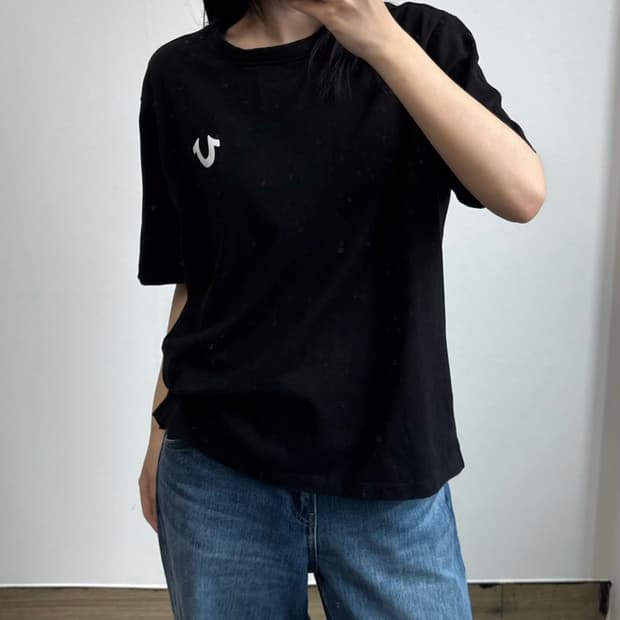 트루릴리젼 빅로고 블랙 반팔 티셔츠