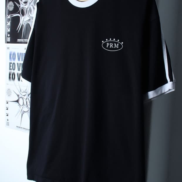 (L-XL) 파르티멘토 반팔 티셔츠 사이드라인 링거 블랙-7B9D